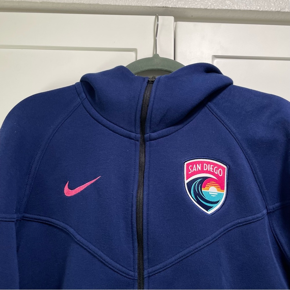 Nike San Diego Wave FC Spring ‘25 Tech Windrunner Fleece Full Zip Hoodie Blue - Picture 4 of 10